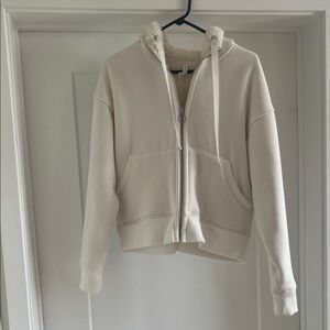 Athleta Cream Fleece-Lined Zip-Up Jacket